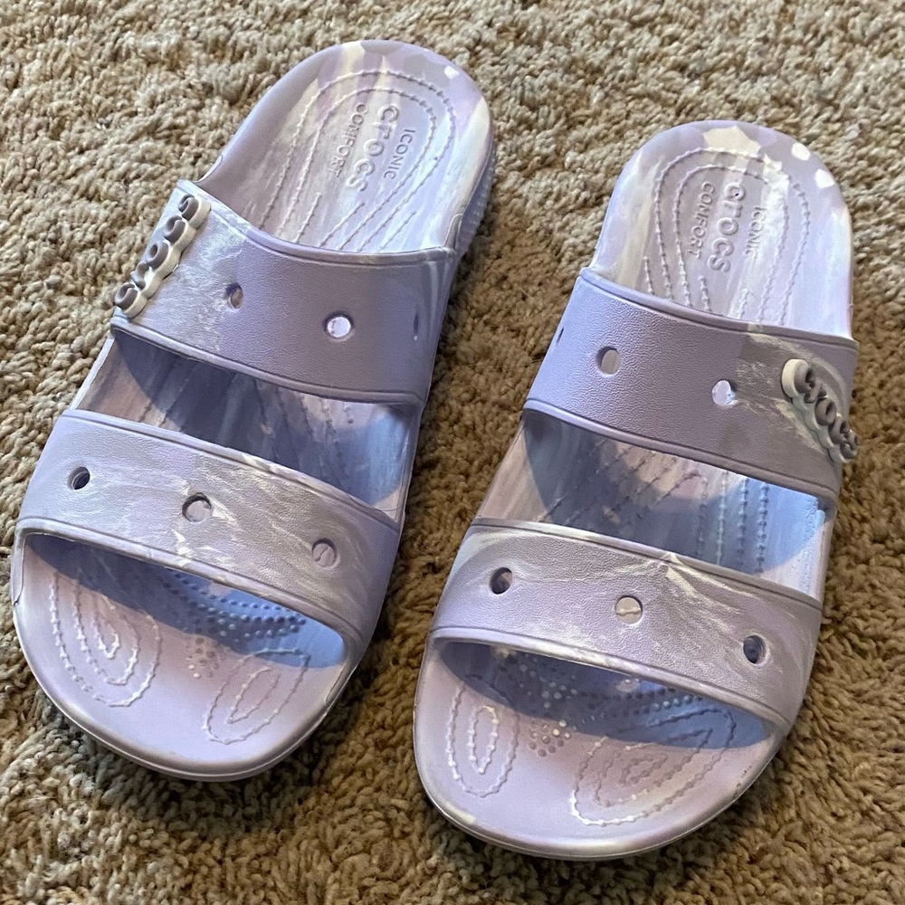 Crocs Classic Slides Size 9 W /Size 7 M Purple La… - image 1